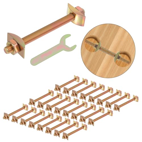 24 Pcs Countertop Connector Bolts, M8x100mm Joint Fasteners, Furniture Fastening Kit, Drawbolt/Bed/Butcher Block Miter Draw Bolt Flip Connector