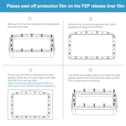 6PCS FEP Film Release Films for ELEGOO Saturn 4/Saturn 4 Ultra/Saturn 3/Saturn 2 Resin 3D Printer with 95% Light Transmittance, 273 x 176 x 0.15mm 273x176mm