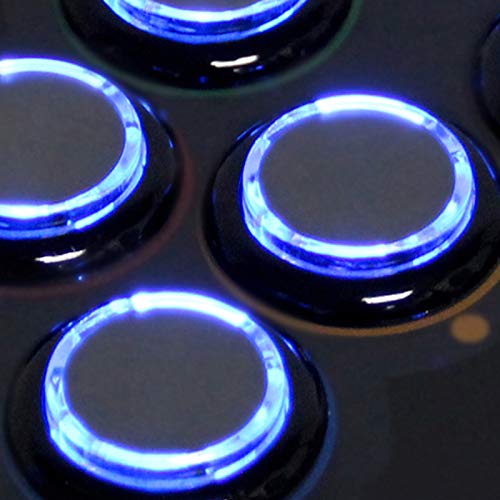 (8PCS 24MM Clear Button with Blue LED) Original Qanba Illuminated Push Button 24MM Qanba Sanp in LED Buttons for Arcade Machine DIY Cabinet Machine Jamma Clear with blue LED