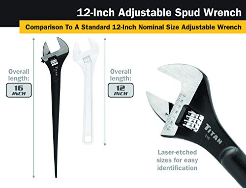 Titan 216 Adjustable Construction Spud Wrench, 12-Inch