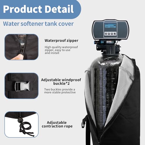 Heavy Duty Water Softener Tank Jacket,Outdoor Insulated Water Softener Tank Cover,600D Oxford Fabric with Plush Lining