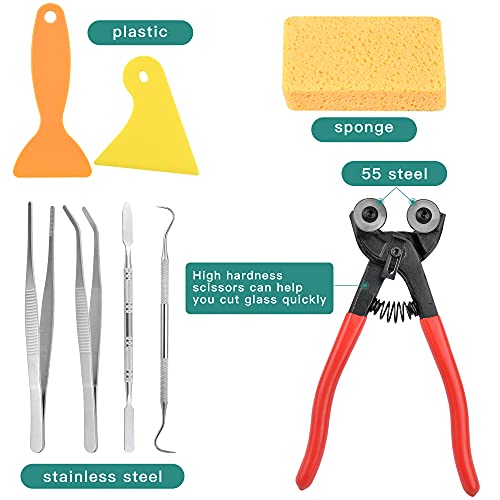 19 Pcs Mosaic Tools Kit, Tile Nippers Glass Mosaic Cutter for Stained Glass