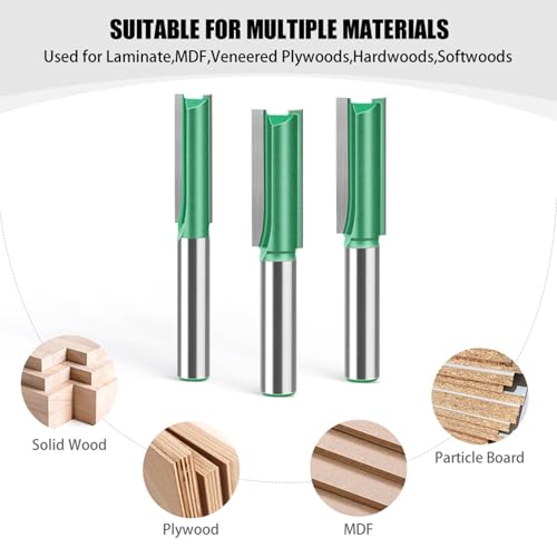 20 PCS Straight Router Bit Set 8mm Shank,Double Flute Woodworking Milling Cutter Router Bit Sets 3mm to 25mm Cut Diameter Cutting Trimming Cutter Routing Bits 20 PCS(3-25mm)