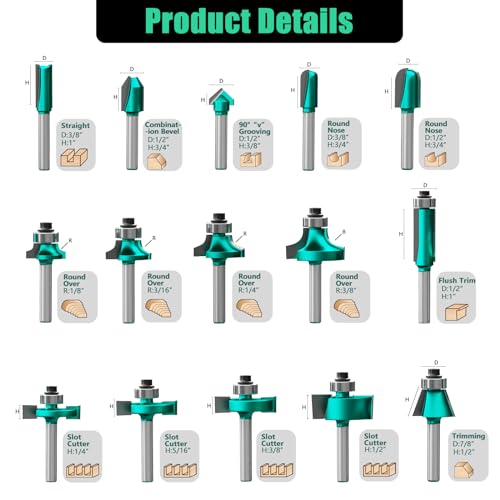 CSOOM 30 Pieces Router Bits Set - 1/4Inch Shank with Professional Woodworking Tools for Precision Carving and Versatile Applications 1/4" shank 30 Pcs