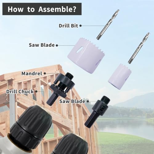 Hole Saw Set LAIWEI 15PCS Suitable for Quickly Cutting Thin Metal Sheets, Round Water Pipes, Wood, Plastic, Gypsum Board, and Other Materials(3/4" to2-1/2”)