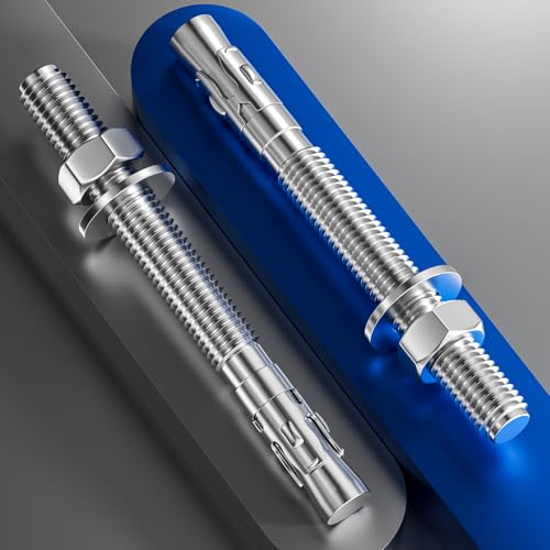 Wensilon 30Pcs 3/8x4 Inch Standard Fasteners for Heavy-Duty 304 Stainless Steel Wedge Anchors for Cement and Concrete 3/8x4" 30