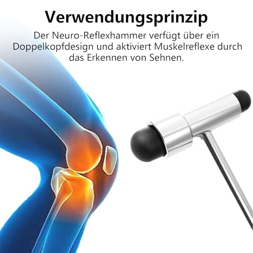 Reflex Hammer Medicine with Built-in Brush, Neuro Reflex Hammer with Double Plastic Head, Neurological Reflex Hammer Heavy, Multifunctional Reflex Diagnostic Hammer for Neurological Tests | Neurological reflex hammer with brush & double head. Heavy, pr...