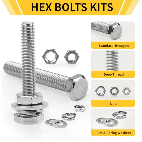 255Pcs Stainless Steel Bolts Nuts Kit and 286Pcs Flange Metric Bolt Assortment Bundle