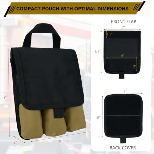 MELOTOUGH Firefighter Bag Fireman SCBA Air Respirator Tool Storage Bag + 7-Pocket Firefighter Tool Pouch with Carry Handle and Flap, Fits in Bunker Gear Pocket, Firefighter Pants,Khaki
