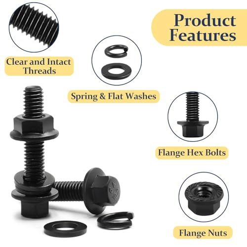 M6-1.0 Bolt x (Length 12/16/20/25/30mm) Flange Head Bolts Assortment Kit & Vifmy M8-1.25 Bolt x (Length 16/20/25/30mm) Flange Head Bolts Assortment Kit