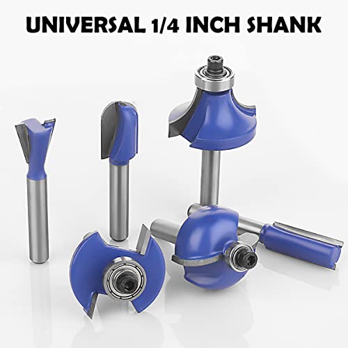 1/4" Router Bit Set 24 Pieces, 1/4 Inch Shank Tungsten Carbide Router Bits, for Professional and Beginners Carpenter 1/4" Shank, 24 Pcs