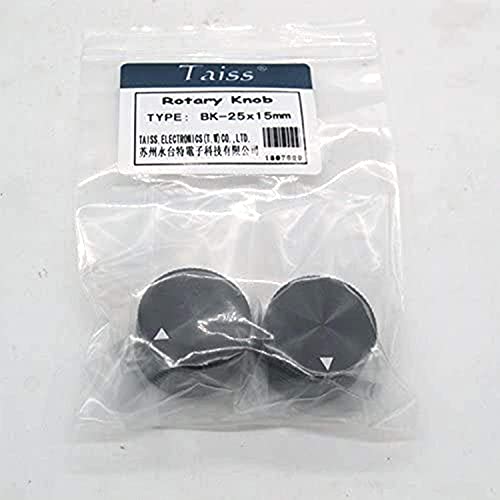 Taiss 2pcs Aluminum Electronic Potentiometer Knob Black for 6mm Diameter Shaft Volume Control Audio Guitar Knob Gear Knob 20mm x 15.5mm Height