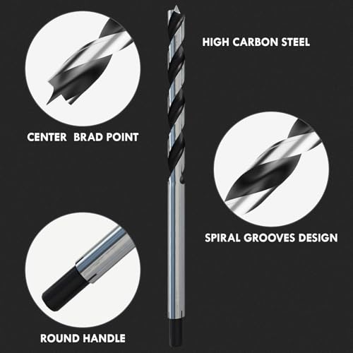 16Pcs(7/64" - 5/8") 12 Inch Extra Long Brad Point Wood Drill Bit Extra Long (7/64"-5/8") - 16pcs