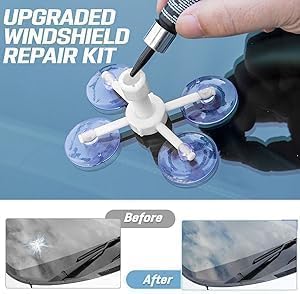 Windshield Crack Repair Kit, Cracks Gone Glass Kit Automotive Windscreen Tool for Fixing Chips, Glass Repair Kit Windshield for Fixing Chips, Cracks, Bulls-Eye and Star-Shape Cack (2 Set)