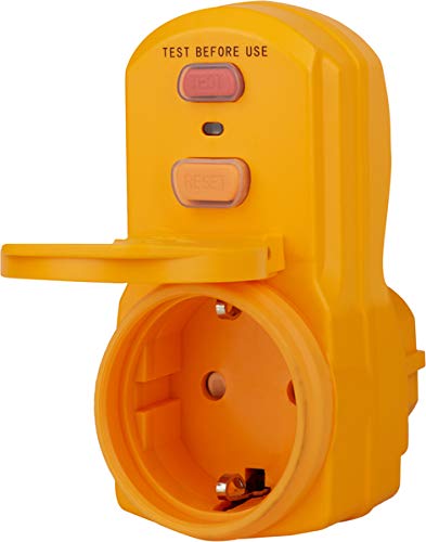 Brennenstuhl personal protection adapter BDI-A 2 30 IP54 / personal protection plug for outside (two-pin switch-off, yellow, 30mA)