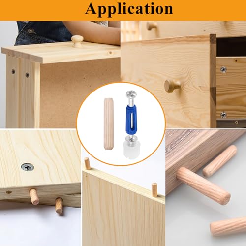 380PCS Cam Locks for Furniture,Include 300 Multi-Size Cam Bolt & Nuts Set and 80 Wood Dowel Pins,3-in-1 Eccentric Wheels Furniture Cam Lock Fasteners for Cabinet,Wardrobe and Drawer 380PCS-Silver