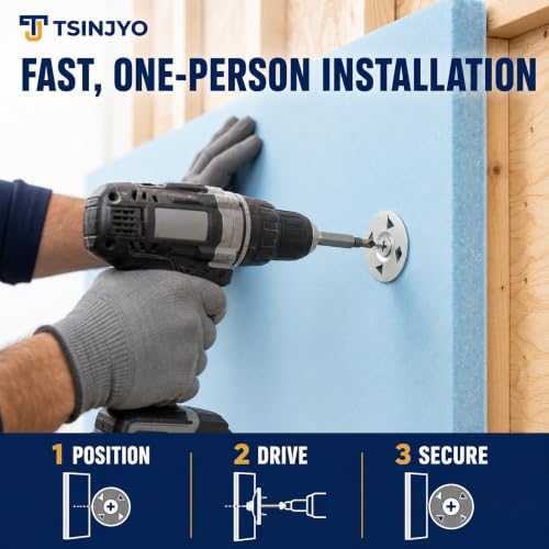 700 Pcs Foam Board Fastener W Stainless Steel Screws Kit, 1-1/8 Inch Galvanized Steel Flat Washers for Insulation Board Fixing Installation