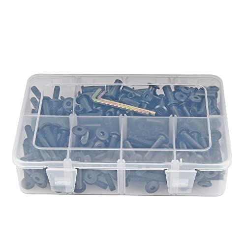 100 Sets Black M6 Furniture Connector Bolts 6 Size Binding Screws for Wood 100 Set M6x20/25/30/35/40/50mm-Black