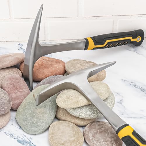 2 Pack 28 OZ Rock Pick Hammer - Professional Forged Brick and Geology Tool, Chipping Hammer for Welding, Superior Pick Axes for Digging & Sheet Metal