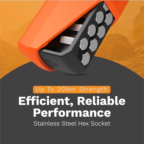 Tactica M250 Pocket Screwdriver Bit Set, Ultra-Lightweight EDC Tool with 12 Hex Bits, Extender, and Holster, TSA-Compliant & Tech-Friendly, Everyday Carry w/Phillips, Torx, Flat Head & Allen Key Bits M250-Hex Drive Orange & Silver