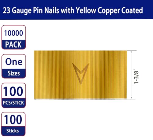 HAMWOO 23 Gauge Pin Nails,Headless Pinner Nails,1-3/8":10000pcs 1-3/8"---10000Pcs