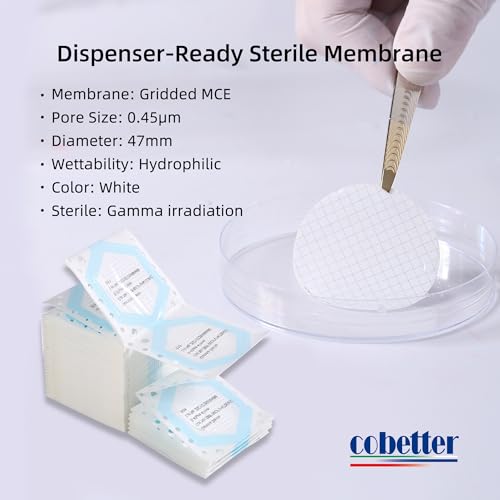 MCE Gridded Membrane Filter, 47mm 0.45μm, Sterile, Individual Pack, 150/PK