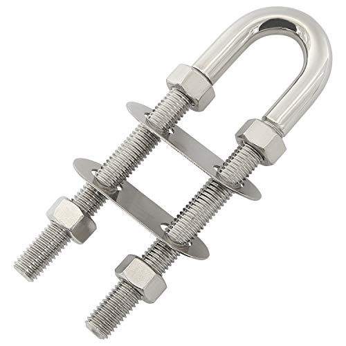 NovelBee 2 Pack 5/8" Stainless Stern Bow Eye Tie Down U Bolt,Length 8"