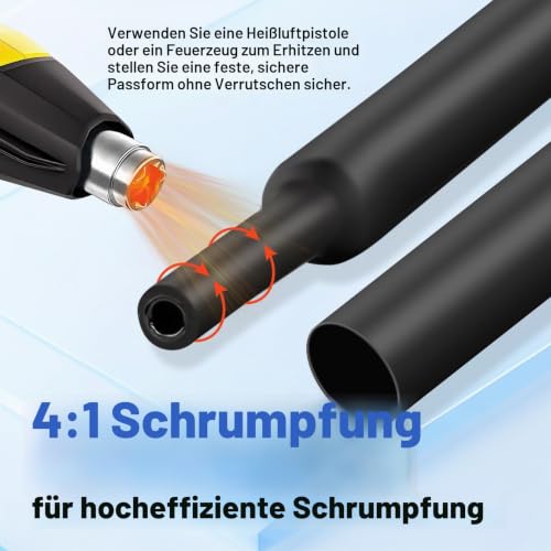 4:1 Heat Shrink Tube, 2 m Length, Black Heat Shrink Tube with Adhesive, Heat Shrink Tube, Waterproof for Cable Insulation, Repairs, Cable Bundling, Marking, Wire Connection (Diameter 24 mm, 2 | Schrumpfschlauch Wasserdicht für Kabelisolierung/ Reparatu...