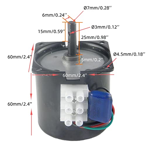 60KTYZ Synchronous Gear Box Motor AC 220V 60/72r/min CW/CCW High Torque Gearbox Electric Motor Contaolable DirectionI 18W for Double Power Switch and Electric 60/72RPM