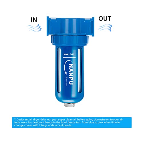 NANPU Zinc Alloy Desiccant Dryer, Compressed Air in Line Filter 1/2" NPT