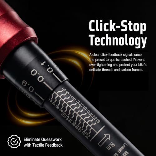 WORKKOOL 1/4" Bike Torque Wrench Set 72-Tooth Dual Direction, 15PCS Drive Click Torque Wrench Double Scale 2-24Nm/1.47-17.7ft.lb/17.7-212.42in.lb for Bicycle, Motorcycle