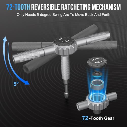 STREBITO 71 in 1 T-Handle Ratchet Screwdriver Set, Magnetic Screwdriver Set Black