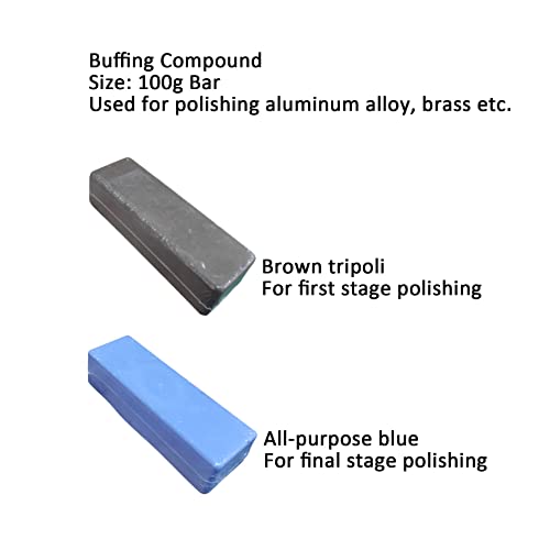 PURUI 13PCS Metal Buffing Polishing Wheel Kit for Drill,for Aluminum Brass Bronze Polish,Kit Includes:7PCS Mounted Buffing Polishing Wheels/4PCS Felt Bobs/2PCS Brown Tripoli & Blue Polishing Compound