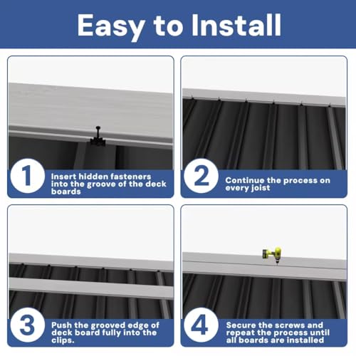 Hidden Deck Fasteners Composite Plate with Stainless Steel Screws for Universal Composite Decorative Plate Clamps and Drill Bits (600PCS) 600PCS