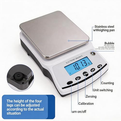 Lab Analytical Balance Scale 5000g x 0.01g High Precision Laboratory Analytical Scale – Lab Jewelry Scientific Use silver-gray