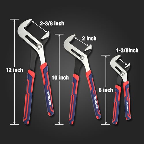 WORKPRO 3 Piece Groove Joint Plier Set 3pcs(12"+10"+8")