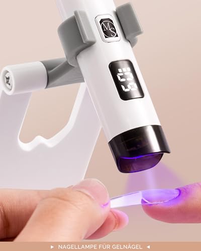 MelodySusie UV Lamp for Gel Nails Small with Stand Flash Cure Nail Lamp | Portable, Wireless, Rechargeable, Intelligent Sensor, 2 Timer Settings, Ideal for Travel & Touch Up White