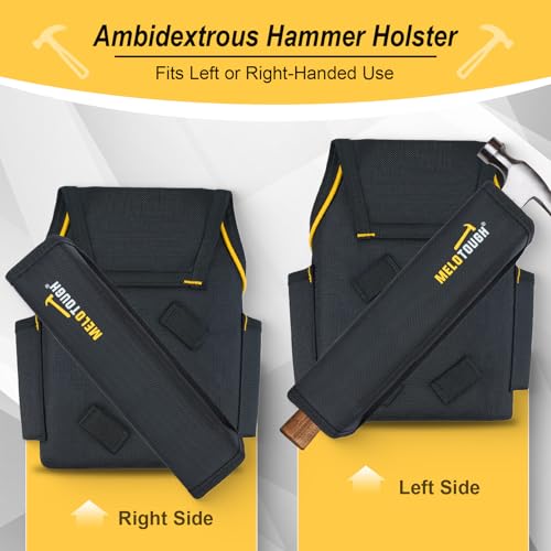 MELOTOUGH Reflective Safety Tool Belt Suspenders Construction Bag Suspenders, Tool Belt Pouches with Detachable Hammer Holster for Electrician, Carpenter, Construction