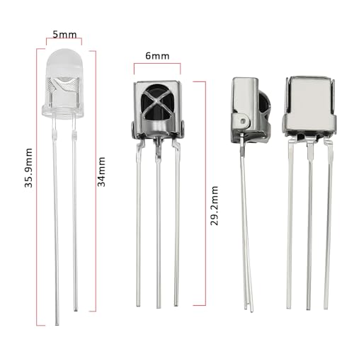 EMSea VS1838B Transmitter Receiver Kit 5 mm Infrared Emitter for Electronic Devices Phototransistor Communication Equipment 20 Pairs