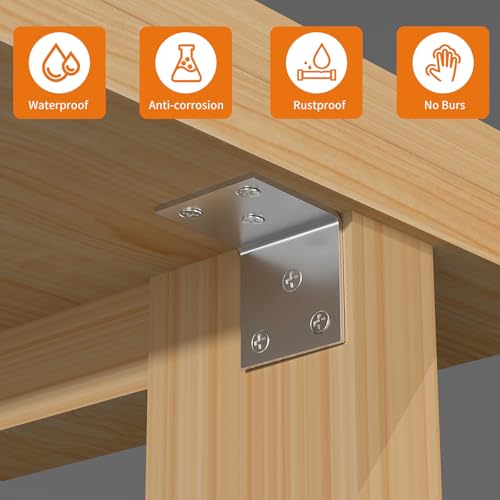 20Pcs Stainless Steel Angle Bracket 2In Heavy Duty Corner Brackets for Wood 20 Pack