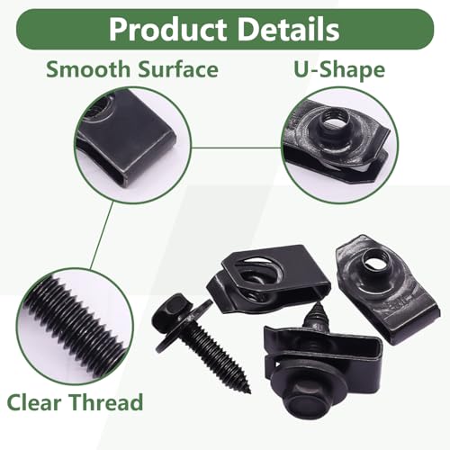30 Sets 1/4-20 x 3/4" Furniture Screw Threaded Wood Inserts + 30Pcs 1/4 Inch Fender Bolts and U-Nut Clips Kit