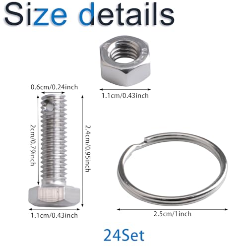 INCREWAY M6 Bolts with Nuts Screw Kits, 24 Set Greenhouse Bolts and Rings Creates Hanging Anchor Points in Glazing Bar Channels to Plant Clips for Climbing Plants
