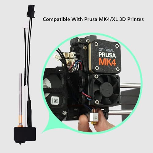 Hotend Kit for Prusa MK4/XL, 3D Printer 24V 40W Hot End Kit Copper Titanium Split Throat Tube Aluminum Heat Block Printer Head with 1 Extra 0.4mm Hardened Nozzle for MK4, MK4 XL