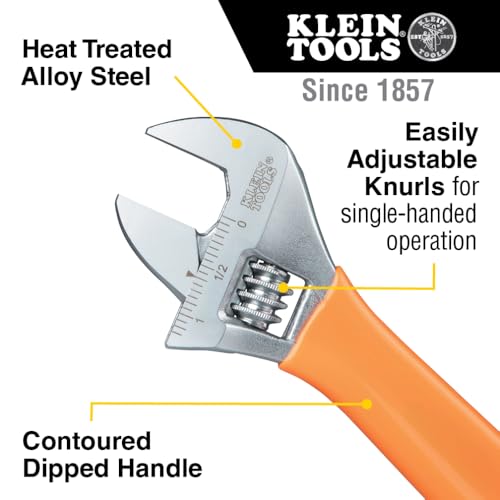 Klein Tools D5072 Adjustable Wrench Set, Extra Capacity, 6-Inch and 10-Inch, Forged Alloy Steel Wrenches, Metric and SAE, 2-Piece