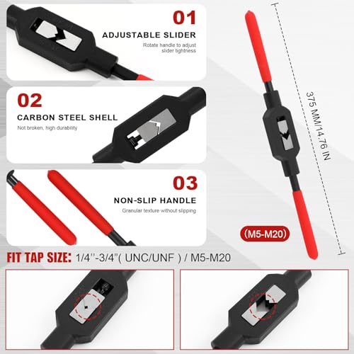 2 Pcs Adjustable Tap Wrench Handle M5-m20, Round Die Stock