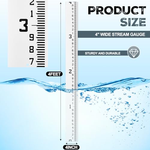 Tellegloww 0-4 Feet 4" Wide Staff Stream Gauge (100ths/10ths/feet)