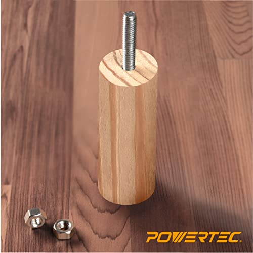 POWERTEC QHB1003 Hanger Bolts 3/8-16 x 3 Inch, with 2 Piece Bolt Installation Hex Nuts (Pack of 50) 3/8" Hanger Bolts(50 case)