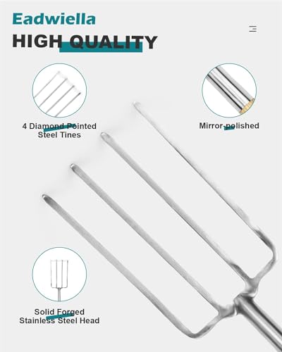 Garden Fork Hand Tool Small Weeding Fork 12 Inch with 3 Pointed Tines Wood Handle for Gardening Weeding Cultivating Digging Planting Transplanting Aerating Loosening Hard Soil Mixing Additives + Pitch