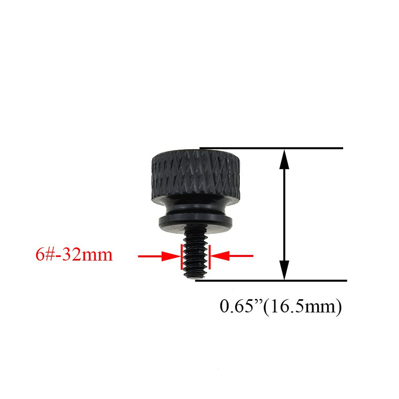 Hahiyo Anodized Aluminum Thumbscrews 6#-32 Thread Size Large Knurled Head Cage Mounts Hand Tighten Easy to Grip and Turn Not Damage Inside Sturdy, Black 10pcs (2021033103-Thumbscrews) 6#-32-Black-10Pieces