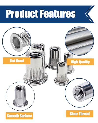 505 Pcs Stainless Steel SAE Rivet Nut Assortment Kit SAE-Stainless Steel-505pcs